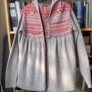 Free People - Gray and Red Sweater